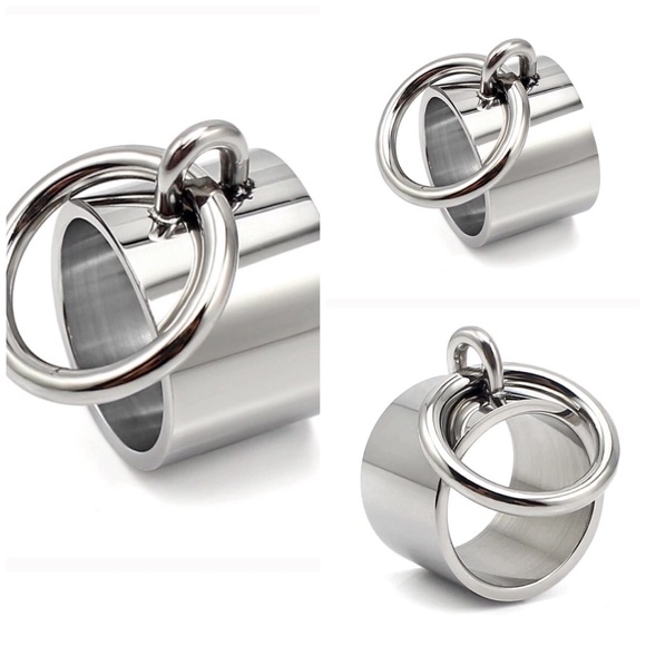 Wide Stainless Steel Bondage Style Ring - Picture 6 of 8